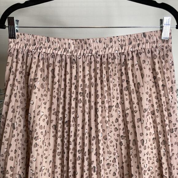 Exlura Women's Boho Leopard Print Pleated Midi Skirt Size L Safari Neutral Boho - Picture 11 of 12